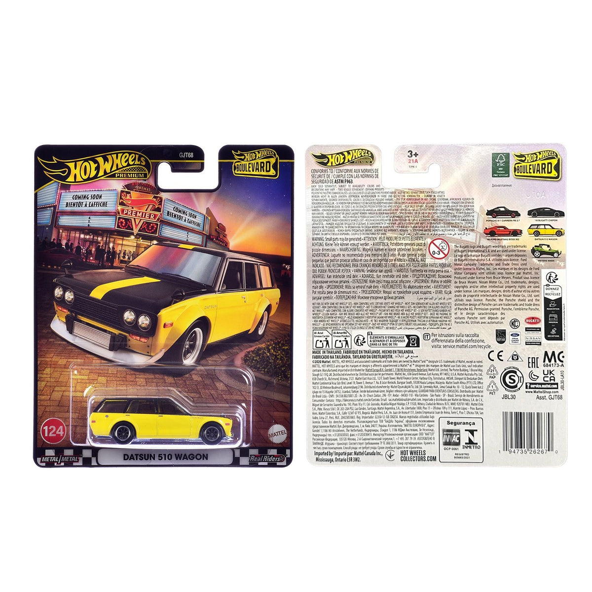 Datsun 510 Wagon Yellow and Black "Boulevard" Series Diecast Model Car by Hot Wheels-Hotwheels-ModelCars.com