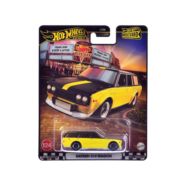 Datsun 510 Wagon Yellow and Black "Boulevard" Series Diecast Model Car by Hot Wheels-Hotwheels-ModelCars.com