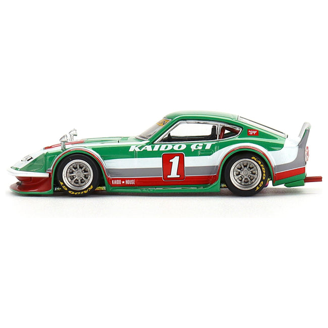 Datsun Fairlady Z Kaido GT V2 RHD (Right Hand Drive) #1 Green with Stripes (Designed by Jun Imai) "Kaido House" Special 1/64 Diecast Model Car by Mini GT-Mini GT-ModelCars.com