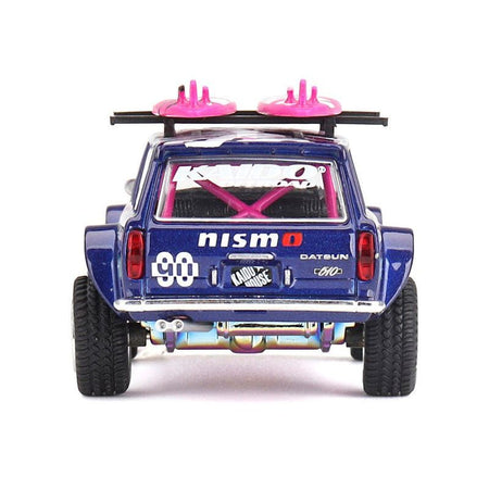 Datsun Kaido 510 Wagon 4x4 RHD (Right Hand Drive) 90 "Kaido Offroad V2" Purple with Pink Graphics and Surfboards on Roof (Designed by Jun Imai) "Kaido House" Special 1/64 Diecast Model Car by Mini GT - Mini GT - ModelCars.com