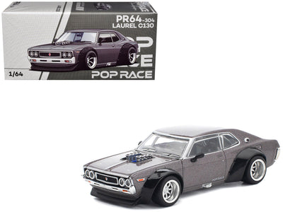 Datsun Laurel C130 RHD (Right Hand Drive) Gray Metallic 1/64 Diecast Model Car by Pop Race-Pop Race-ModelCars.com