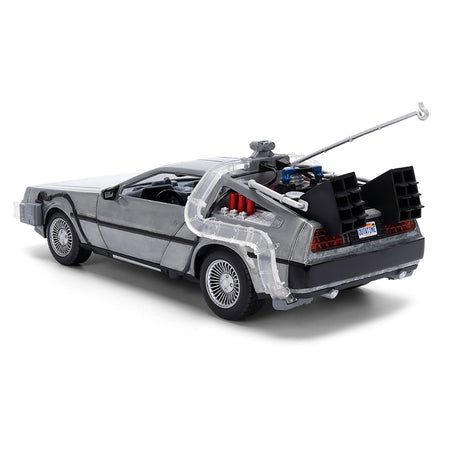 DeLorean Brushed Metal Time Machine with Lights "Back to the Future" (1985) Movie "40th Anniversary" Special Packaging "Hollywood Rides" Series 1/24 Diecast Model Car by Jada-Jada-ModelCars.com