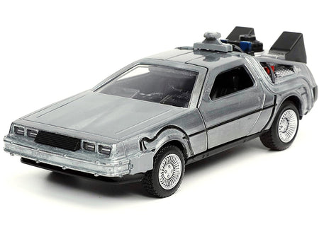 DeLorean DMC (Time Machine) Brushed Metal "Back to the Future Part I" (1985) Movie "Hollywood Rides" Series 1/32 Diecast Model Car by Jada-Jada-ModelCars.com