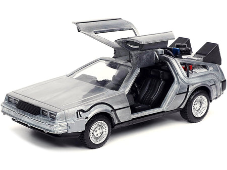DeLorean DMC (Time Machine) Brushed Metal "Back to the Future Part I" (1985) Movie "Hollywood Rides" Series 1/32 Diecast Model Car by Jada-Jada-ModelCars.com