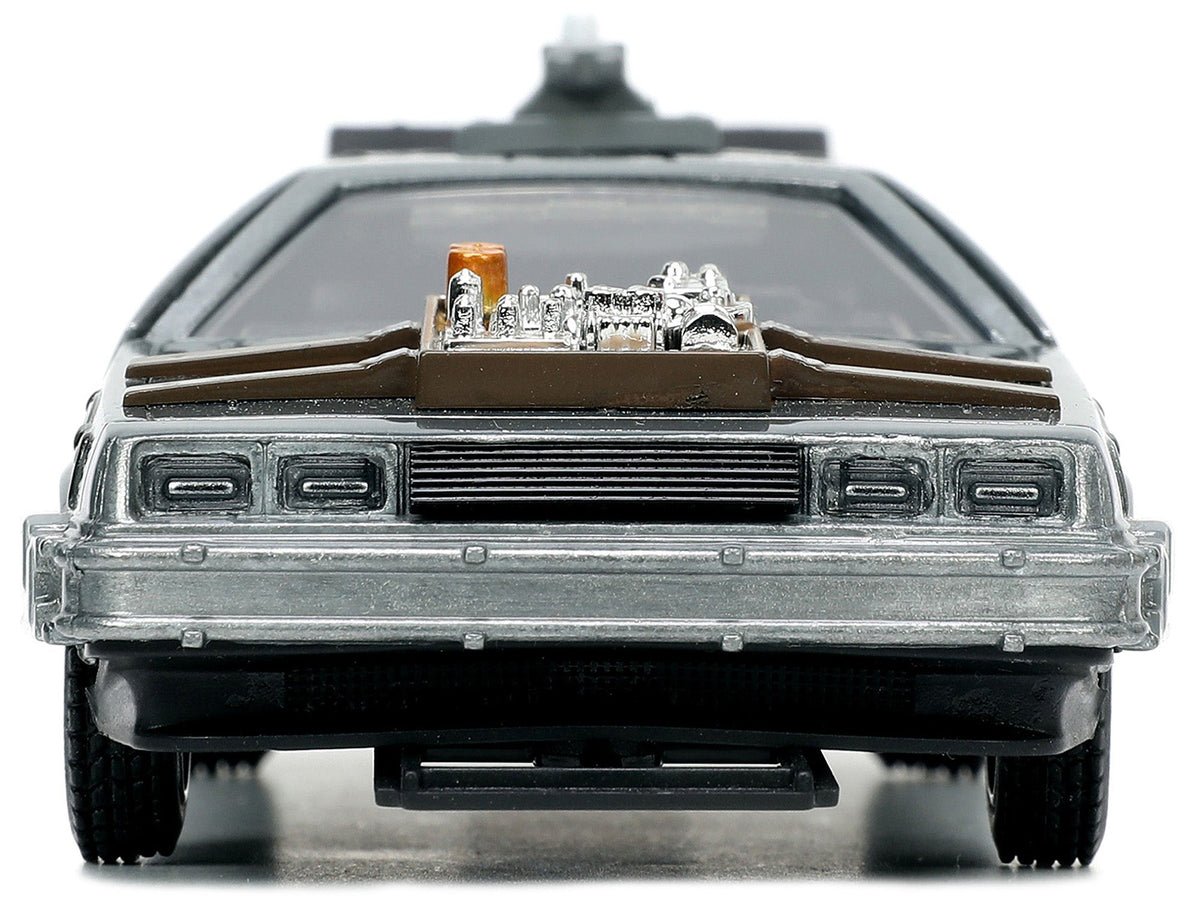 DeLorean DMC (Time Machine) Brushed Metal "Back to the Future Part III" (1990) Movie "Hollywood Rides" Series 1/32 Diecast Model Car by Jada-Jada-ModelCars.com