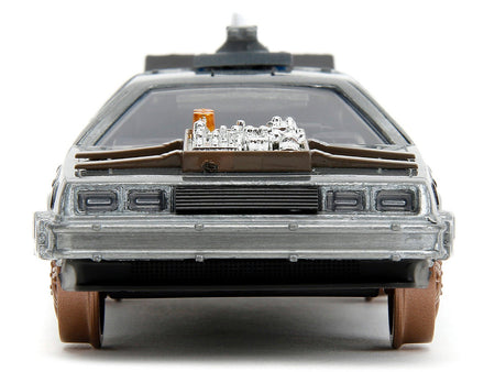 DeLorean DMC (Time Machine) Brushed Metal Train Wheel Version "Back to the Future Part III" (1990) Movie "Hollywood Rides" Series 1/32 Diecast Model Car by Jada-Jada-ModelCars.com