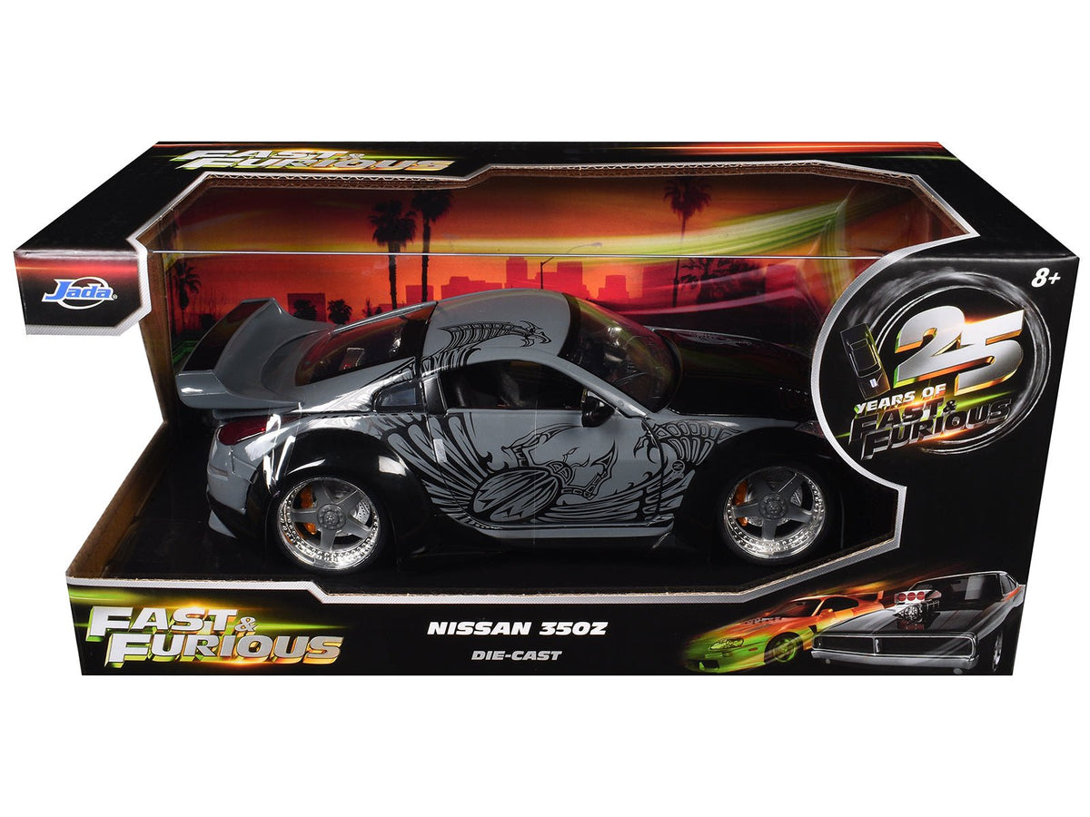 D.K.'s Nissan 350Z Gray and Black with Graphics "Fast & Furious 25th Anniversary" Series 1/24 Diecast Model Car by Jada-Jada-ModelCars.com