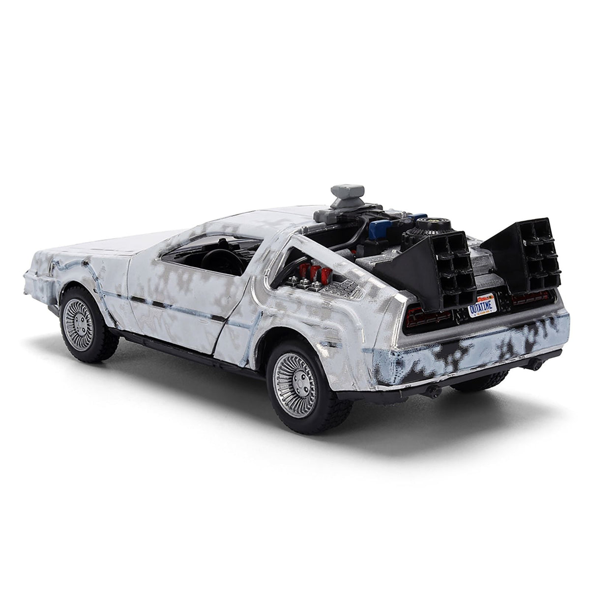 DMC DeLorean Time Machine Brushed Metal (Frost Version) "Back to the Future" (1985) Movie "40th Anniversary" Special Packaging "Hollywood Rides" Series 1/32 Diecast Model Car by Jada-Jada-ModelCars.com