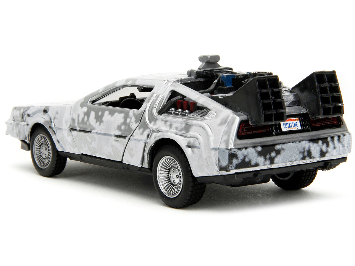 DMC DeLorean Time Machine Brushed Metal (Frost Version) "Back to the Future" (1985) Movie "Hollywood Rides" Series 1/32 Diecast Model Car by Jada-Jada-ModelCars.com