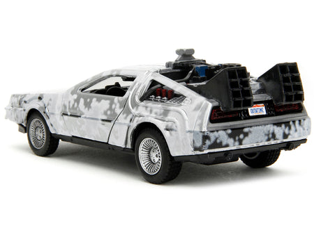 DMC DeLorean Time Machine Brushed Metal (Frost Version) "Back to the Future" (1985) Movie "Hollywood Rides" Series 1/32 Diecast Model Car by Jada-Jada-ModelCars.com