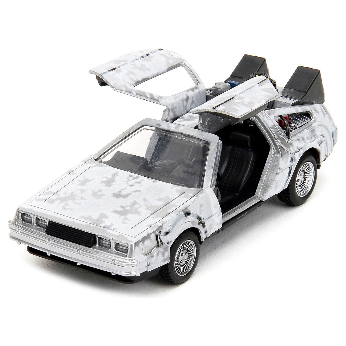 DMC DeLorean Time Machine Brushed Metal (Frost Version) "Back to the Future" (1985) Movie "Hollywood Rides" Series 1/32 Diecast Model Car by Jada-Jada-ModelCars.com