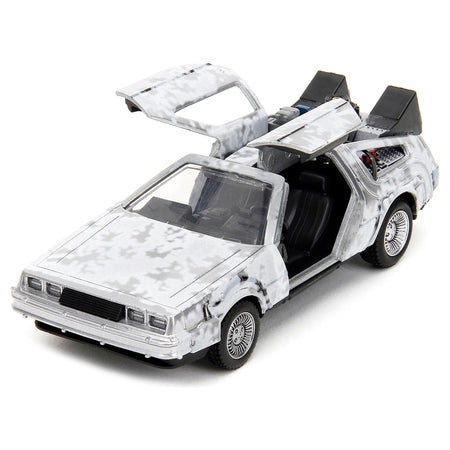 DMC DeLorean Time Machine Brushed Metal (Frost Version) "Back to the Future" (1985) Movie "Hollywood Rides" Series 1/32 Diecast Model Car by Jada-Jada-ModelCars.com