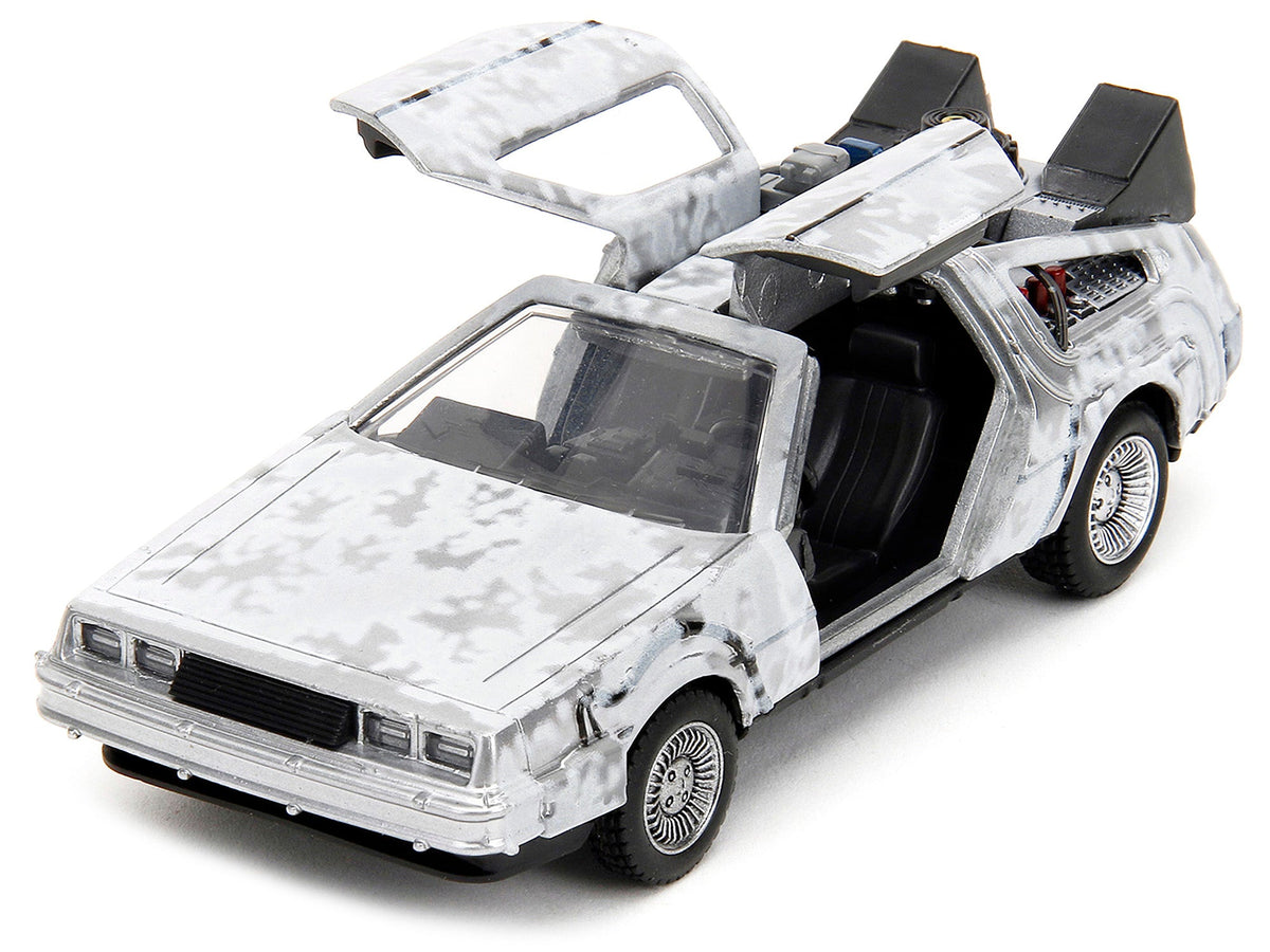 DMC DeLorean Time Machine Brushed Metal (Frost Version) "Back to the Future" (1985) Movie "Hollywood Rides" Series 1/32 Diecast Model Car by Jada-Jada-ModelCars.com
