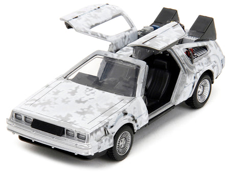 DMC DeLorean Time Machine Brushed Metal (Frost Version) "Back to the Future" (1985) Movie "Hollywood Rides" Series 1/32 Diecast Model Car by Jada-Jada-ModelCars.com