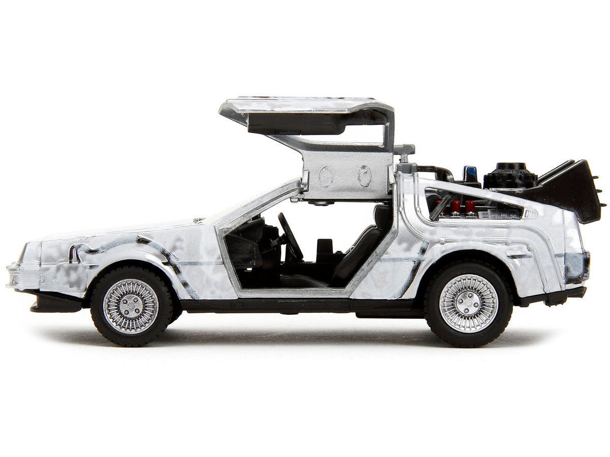 DMC DeLorean Time Machine Brushed Metal (Frost Version) "Back to the Future" (1985) Movie "Hollywood Rides" Series 1/32 Diecast Model Car by Jada-Jada-ModelCars.com