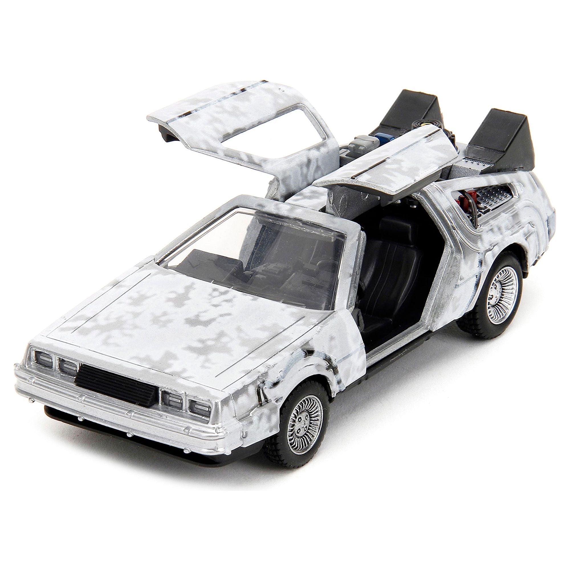 DMC DeLorean Time Machine Brushed Metal (Frost Version) "Back to the Future" (1985) Movie "Hollywood Rides" Series 1/32 Diecast Model Car by Jada - Jada - ModelCars.com