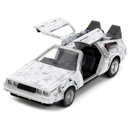 DMC DeLorean Time Machine Brushed Metal (Frost Version) "Back to the Future" (1985) Movie "Hollywood Rides" Series 1/32 Diecast Model Car by Jada - Jada - ModelCars.com