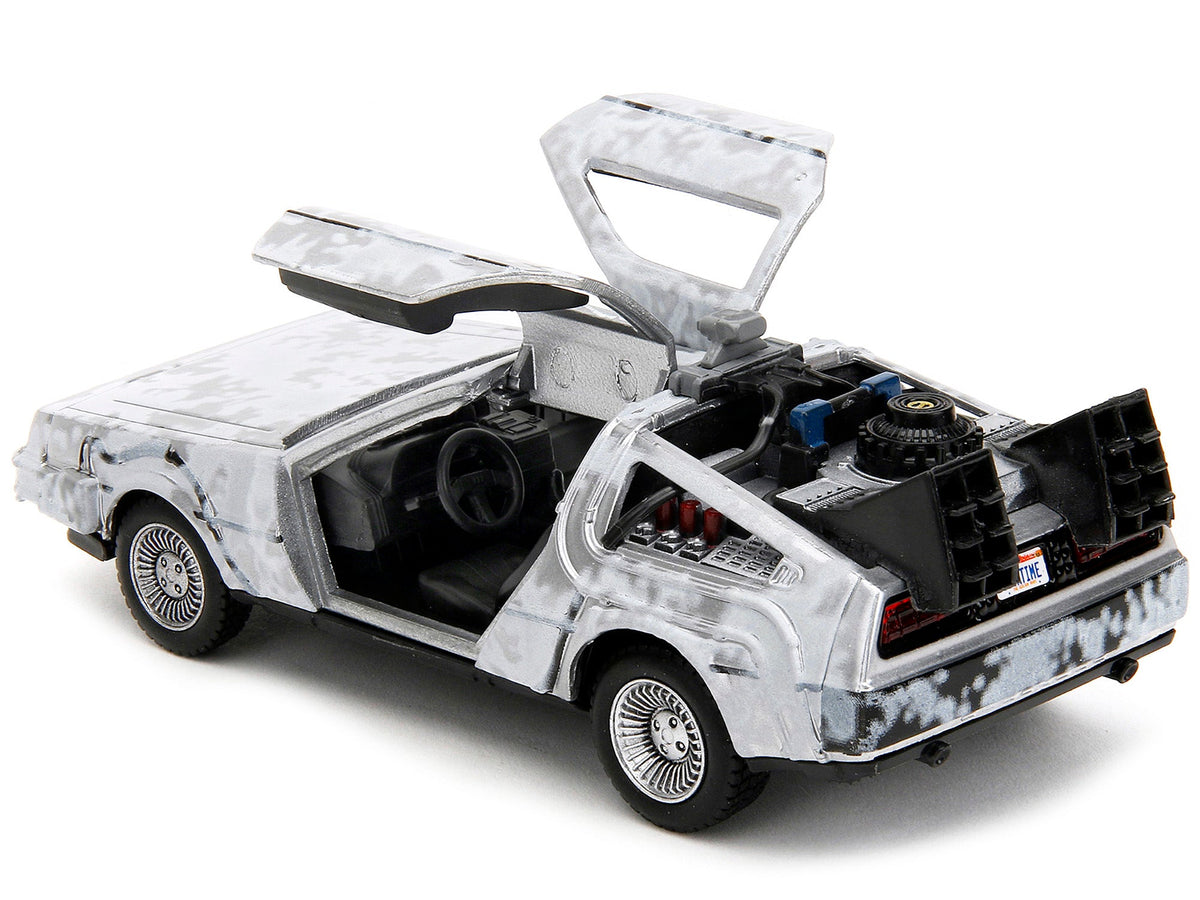 DMC DeLorean Time Machine Brushed Metal (Frost Version) "Back to the Future" (1985) Movie "Hollywood Rides" Series 1/32 Diecast Model Car by Jada-Jada-ModelCars.com