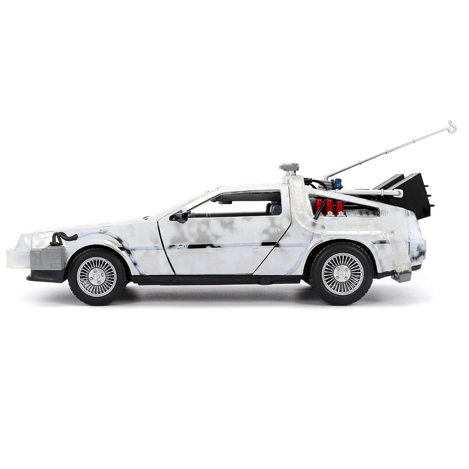 DMC DeLorean Time Machine Brushed Metal (Frost Version) with Lights "Back to the Future" (1985) Movie "Hollywood Rides" Series 1/24 Diecast Model Car by Jada - Jada - ModelCars.com