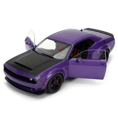 Dodge Challenger SRT Demon Purple Metallic with Matt Black Hood "Pink Slips" Series 1/18 Diecast Model Car by Jada-Jada-ModelCars.com