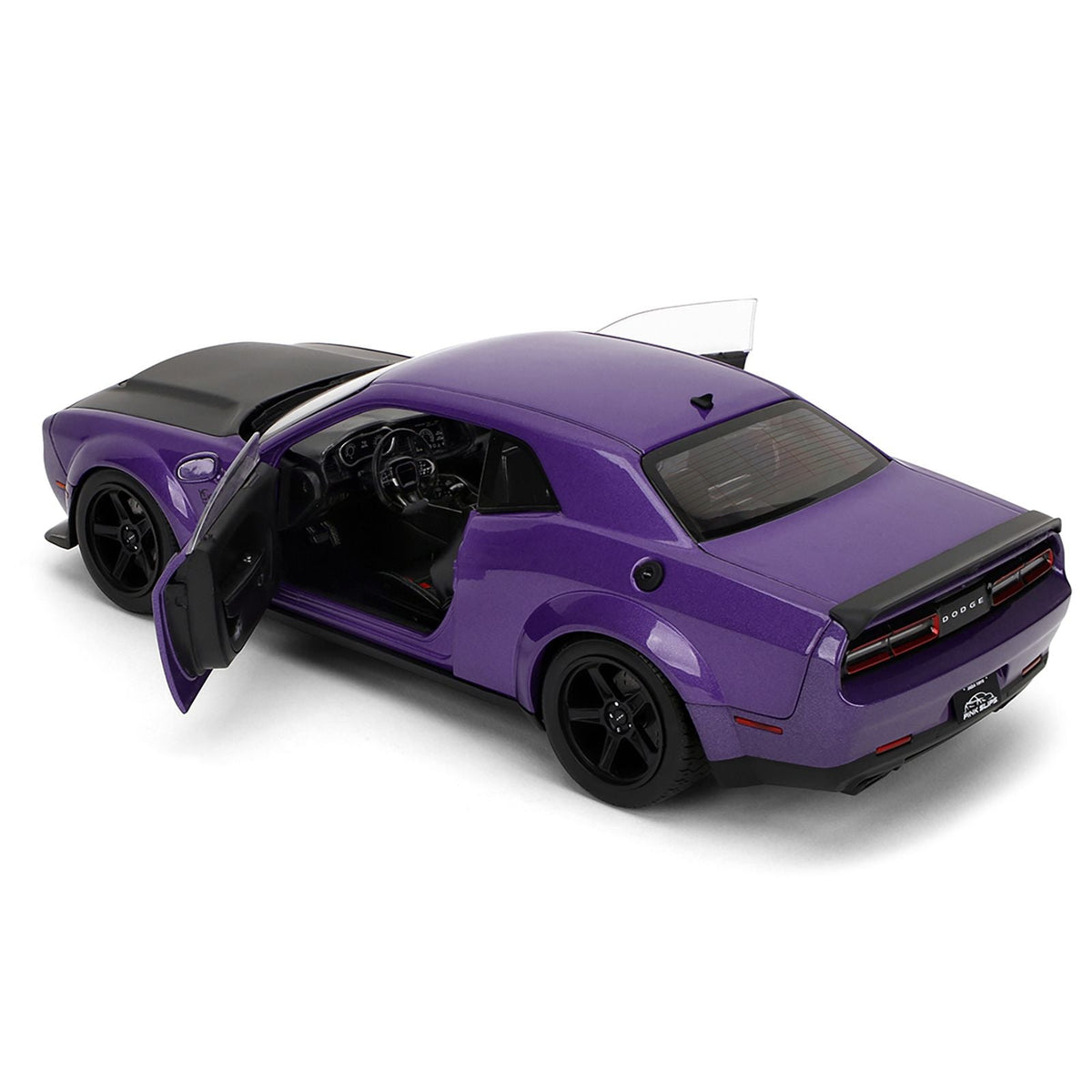 Dodge Challenger SRT Demon Purple Metallic with Matt Black Hood "Pink Slips" Series 1/18 Diecast Model Car by Jada-Jada-ModelCars.com