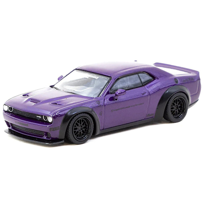 Dodge Challenger SRT Hellcat "Liberty Walk" Purple Metallic with Plastic Transporter Packaging "Global64" Series 1/64 Diecast Model Car by Tarmac Works - Tarmac Works - ModelCars.com