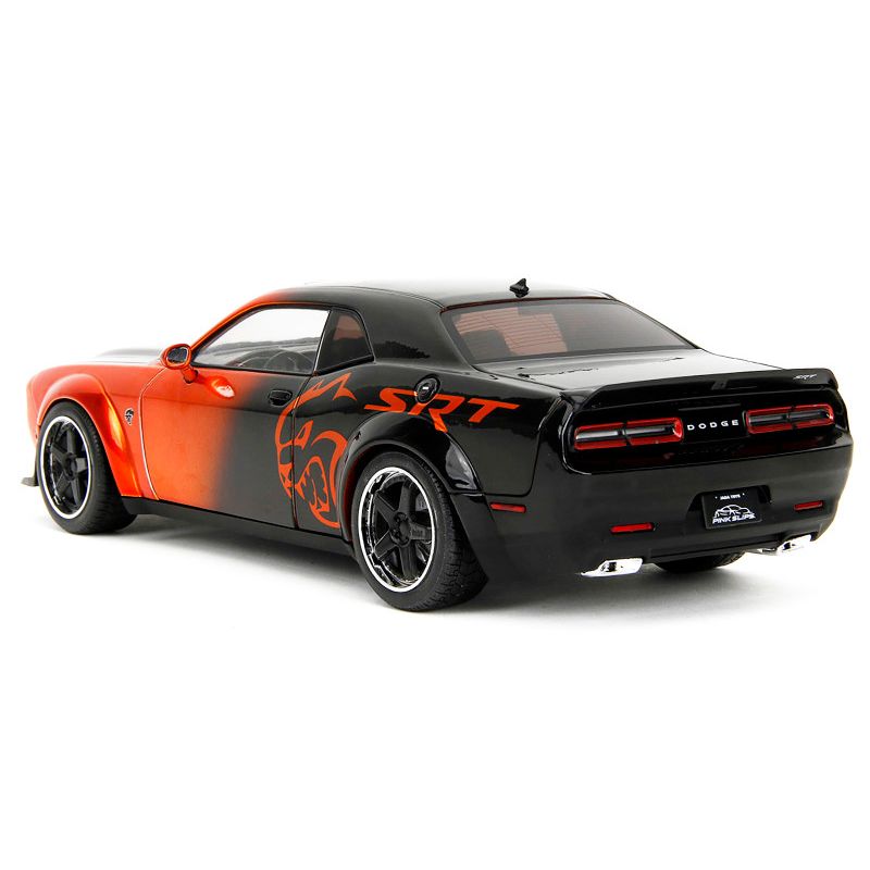Dodge Challenger SRT Hellcat Orange Metallic and Black "Pink Slips" Series 1/18 Diecast Model Car by Jada-Jada-ModelCars.com
