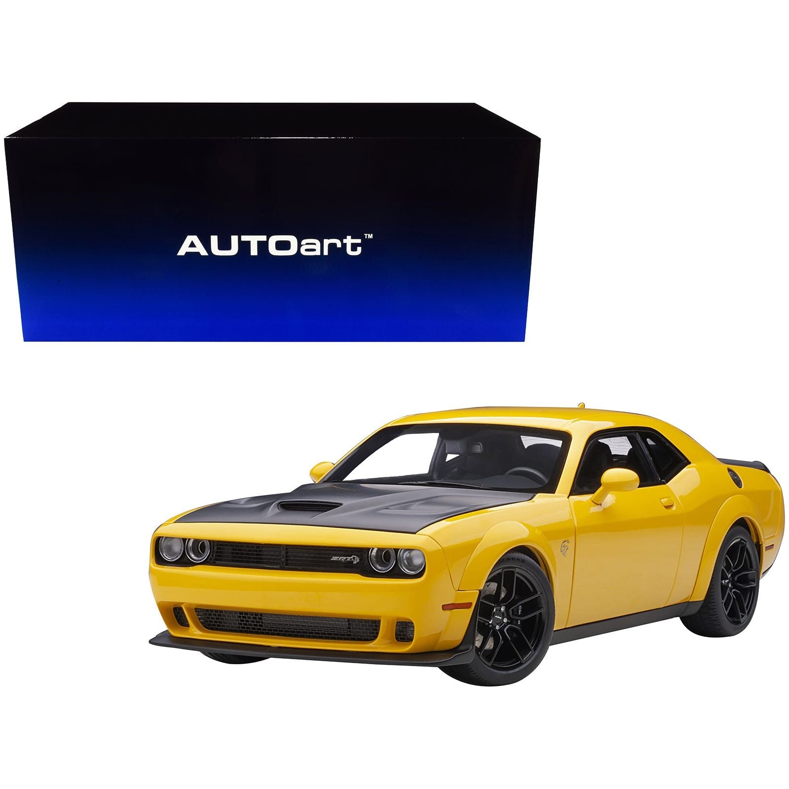 Dodge Challenger SRT Hellcat Widebody Yellow Jacket with Satin Black Hood 1/18 Model Car by Autoart - Autoart - ModelCars.com