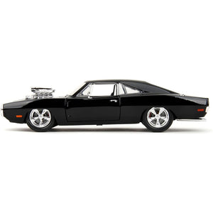 Dodge Charger R/T Black with Dom Diecast Figure "Fast & Furious" (2009) Movie "Hollywood Rides" Series 1/24 Diecast Model Car by Jada