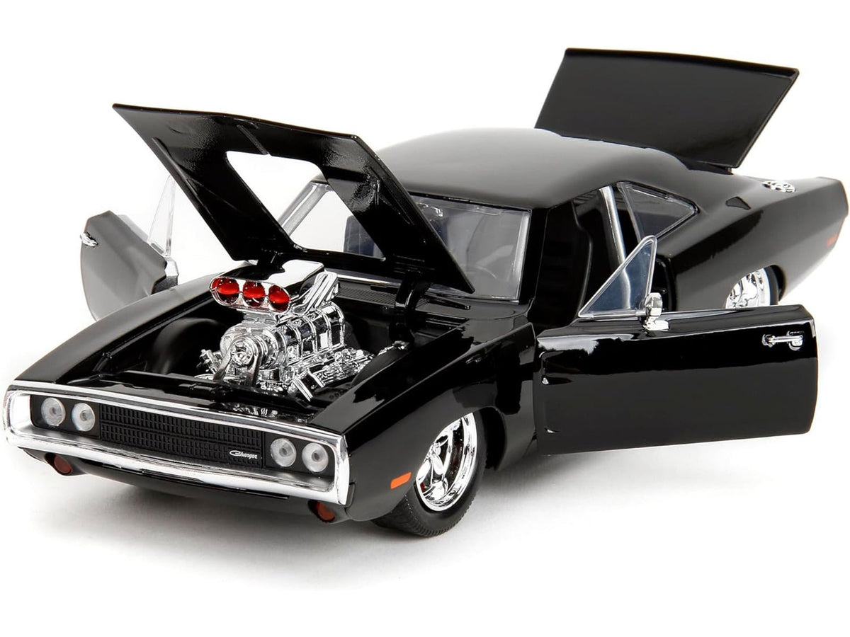 Dodge Charger R/T Black with Dom Diecast Figure "Fast & Furious" (2009) Movie "Hollywood Rides" Series 1/24 Diecast Model Car by Jada-Jada-ModelCars.com