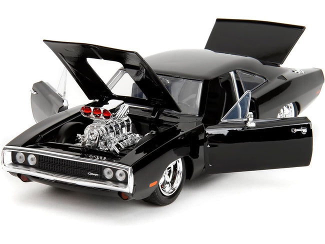 Dodge Charger R/T Black with Dom Diecast Figure "Fast & Furious" (2009) Movie "Hollywood Rides" Series 1/24 Diecast Model Car by Jada-Jada-ModelCars.com