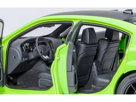 Dodge Charger Scat Pack Widebody Sublime Green with Matt Black Hood and Top 1/18 Model Car by Autoart-Autoart-ModelCars.com