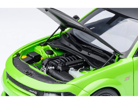Dodge Charger Scat Pack Widebody Sublime Green with Matt Black Hood and Top 1/18 Model Car by Autoart-Autoart-ModelCars.com