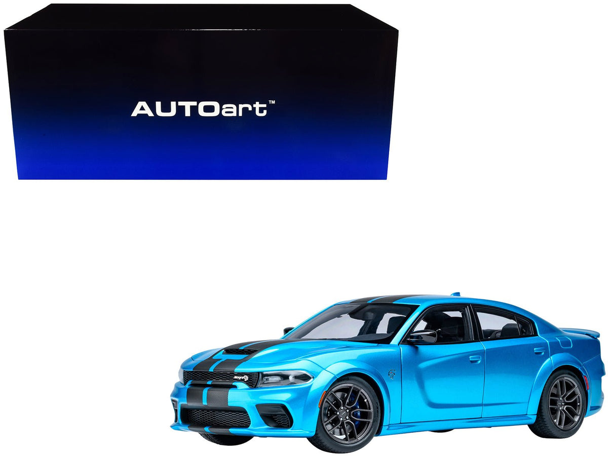 Dodge Charger SRT Hellcat Redeye B5 Blue Metallic with Carbon Stripes 1/18 Model Car by Autoart-Autoart-ModelCars.com