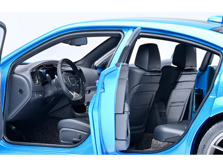 Dodge Charger SRT Hellcat Redeye B5 Blue Metallic with Carbon Stripes 1/18 Model Car by Autoart-Autoart-ModelCars.com