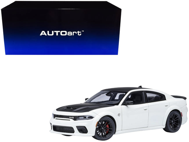 Dodge Charger SRT Hellcat Redeye Knuckle White with Matt Black Hood and Top 1/18 Model Car by Autoart-Autoart-ModelCars.com