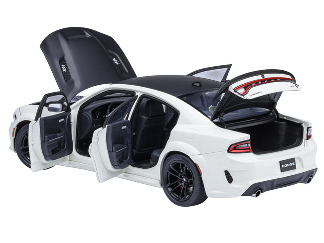 Dodge Charger SRT Hellcat Redeye Knuckle White with Matt Black Hood and Top 1/18 Model Car by Autoart-Autoart-ModelCars.com