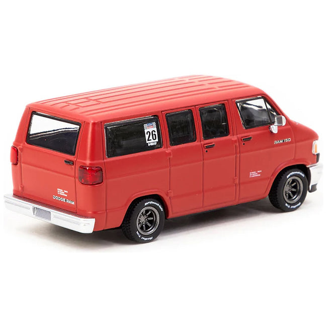 Dodge Ram 150 Van Red with Black Hood "Global64" Series 1/64 Diecast Model by Tarmac Works - Tarmac Works - ModelCars.com