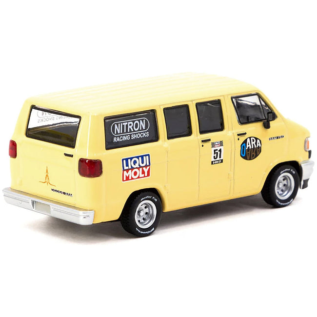 Dodge Ram 150 Van Yellow with Black Hood and Graphics "Global64" Series 1/64 Diecast Model by Tarmac Works - Tarmac Works - ModelCars.com