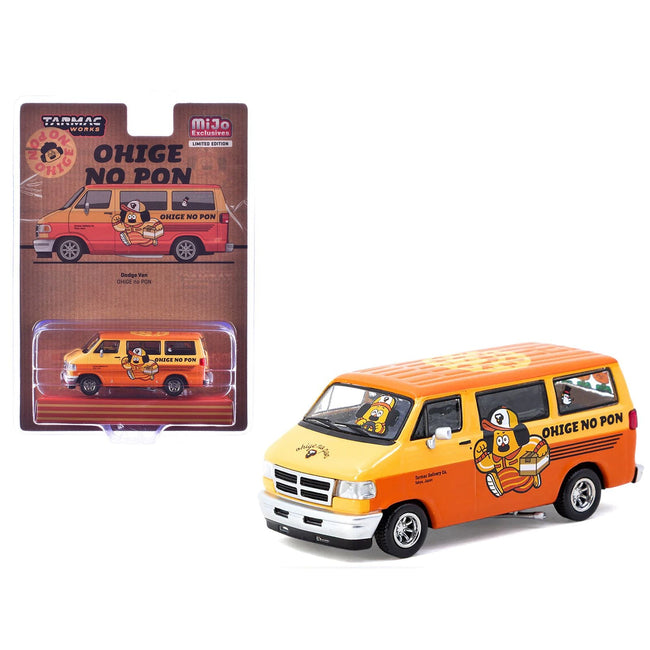 Dodge Van "Ohige no Pon" Orange Two-Tone "Global64" Series 1/64 Diecast Model by Tarmac Works-Tarmac Works-ModelCars.com