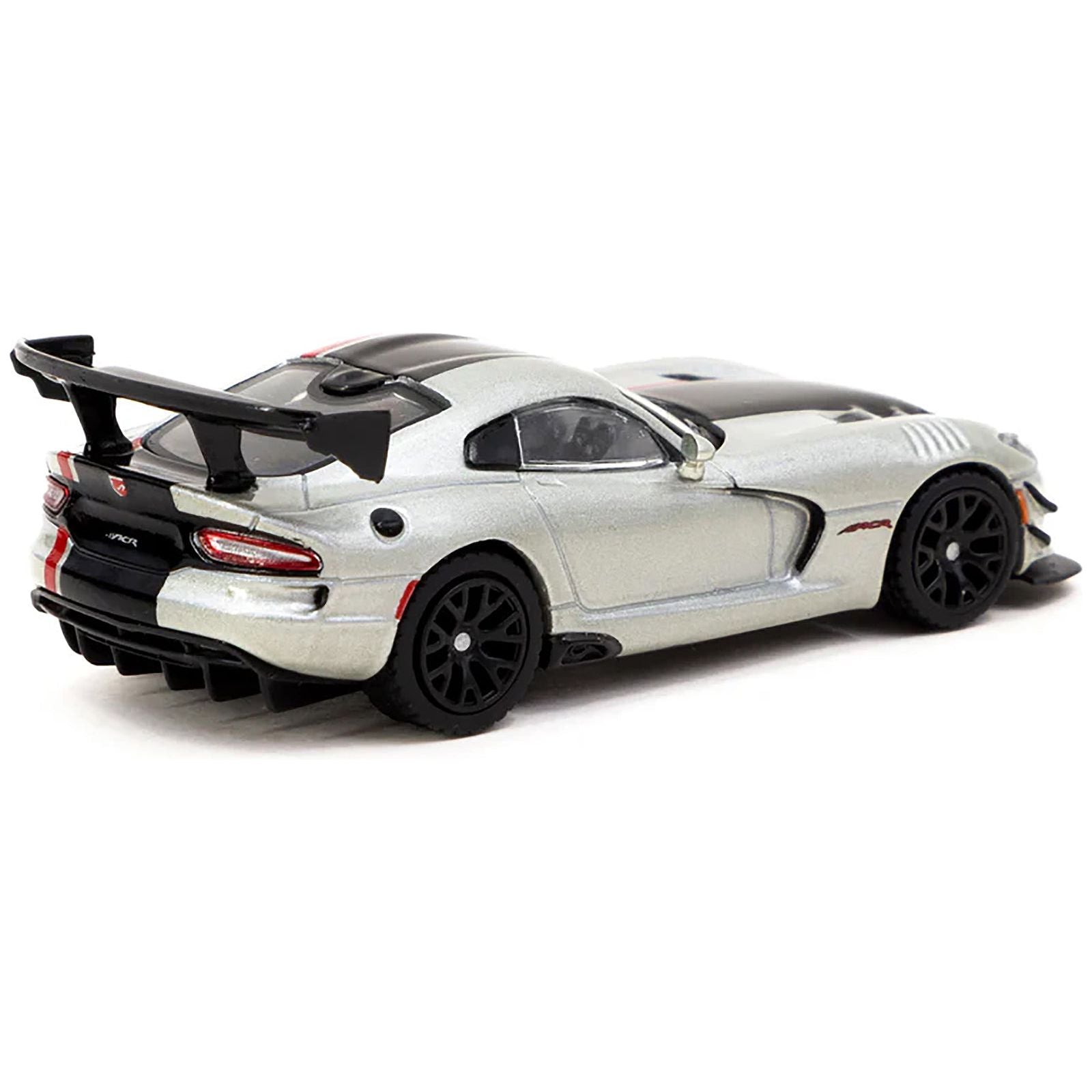 Dodge Viper ACR Extreme Silver Metallic with Black and Red Stripes "Global64" Series 1/64 Diecast Model by Tarmac Works - Tarmac Works - ModelCars.com