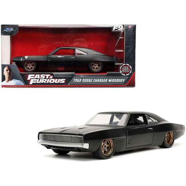 Dom's 1968 Dodge Charger Widebody Matt Black "Fast & Furious 9 F9" (2021) Movie 1/24 Diecast Model Car by Jada-Jada-ModelCars.com