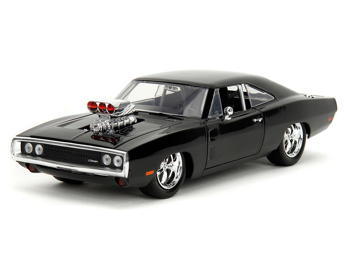 Doms 1970 Dodge Charger R/T Black and Brians Toyota Supra Orange with Graphics Set of 2 Cars "Fast & Furious 25th Anniversary" "Fast & Furious" Series 1/24 Diecast Model Cars by Jada-Jada-ModelCars.com
