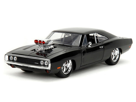 Doms 1970 Dodge Charger R/T Black and Brians Toyota Supra Orange with Graphics Set of 2 Cars "Fast & Furious 25th Anniversary" "Fast & Furious" Series 1/24 Diecast Model Cars by Jada-Jada-ModelCars.com