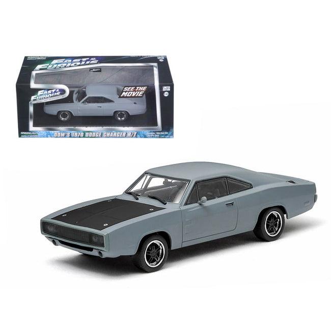 Dom's 1970 Dodge Charger R/T Primered Grey "Fast and Furious" Movie (2009) 1/43 Diecast Car Model by Greenlight-Greenlight-ModelCars.com