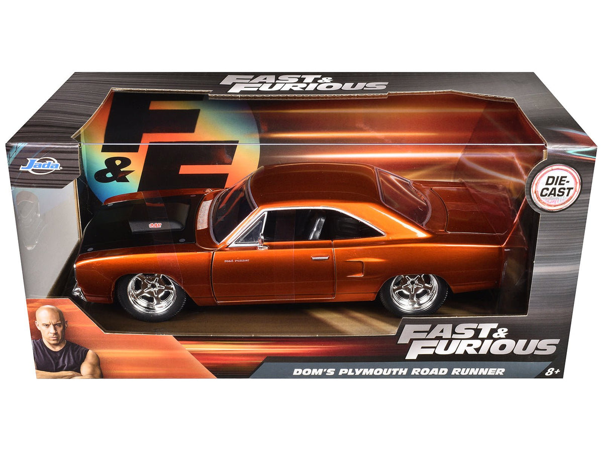 Dom's 1970 Plymouth Road Runner Copper with Black Hood "Fast & Furious 7" (2015) Movie 1/24 Diecast Model Car by Jada-Jada-ModelCars.com