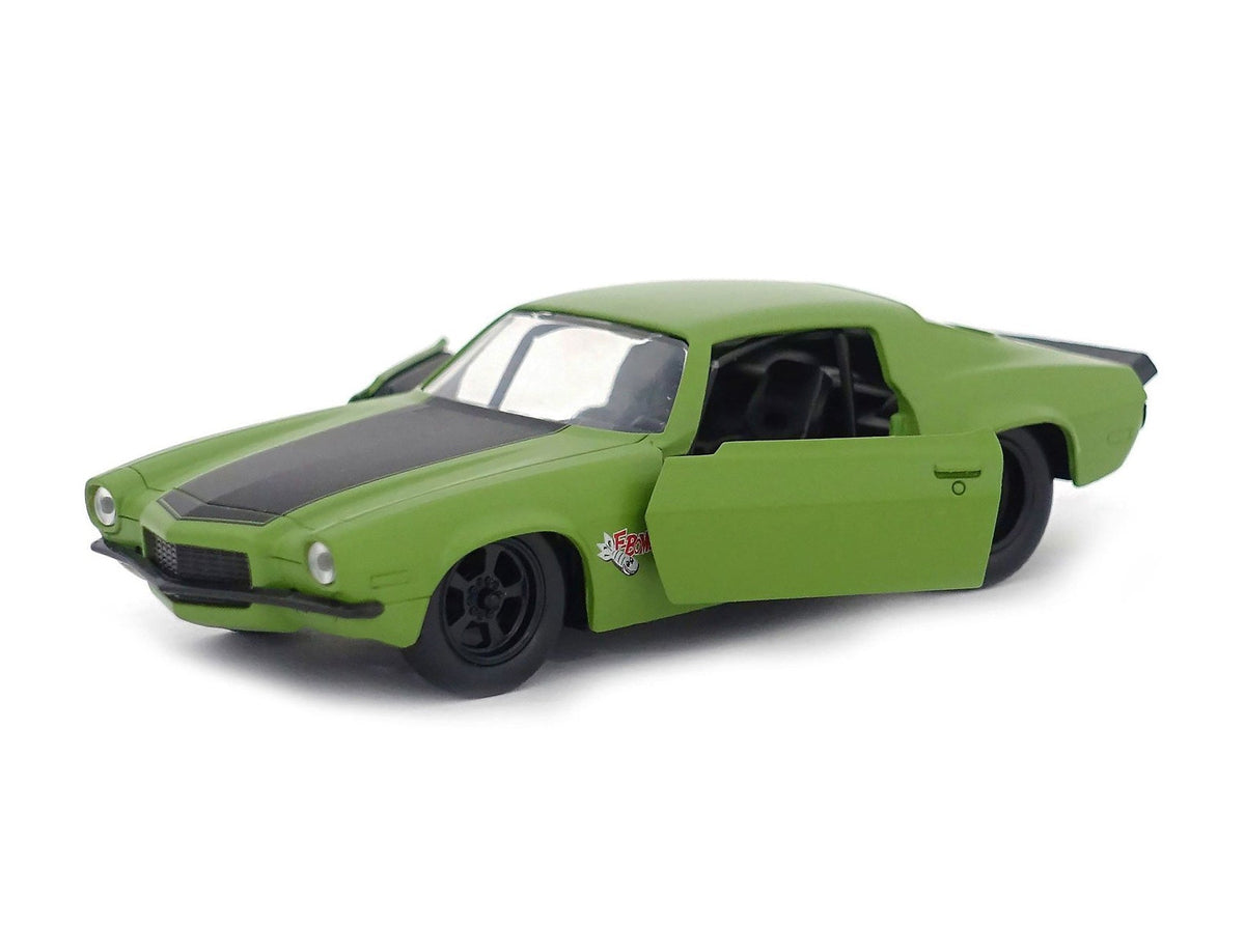 Dom's 1973 Chevrolet Camaro "F-Bomb" Matt Green with Black Hood Stripe "Fast & Furious" Movie 1/32 Diecast Model Car by Jada-Jada-ModelCars.com