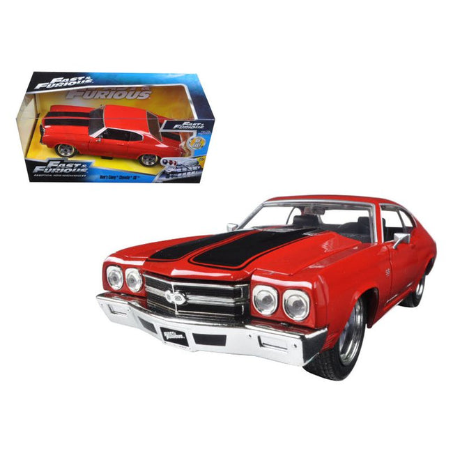 Dom's Chevrolet Chevelle SS Red with Black Stripes "Fast & Furious" Movie 1/24 Diecast Model Car by Jada-Jada-ModelCars.com