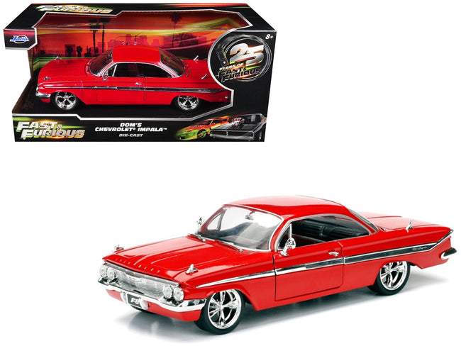 Dom's Chevrolet Impala Red "Fast & Furious F8: The Fate of the Furious" (2017) Movie "25 Years of Fast & Furious" Series 1/24 Diecast Model Car by Jada-Jada-ModelCars.com