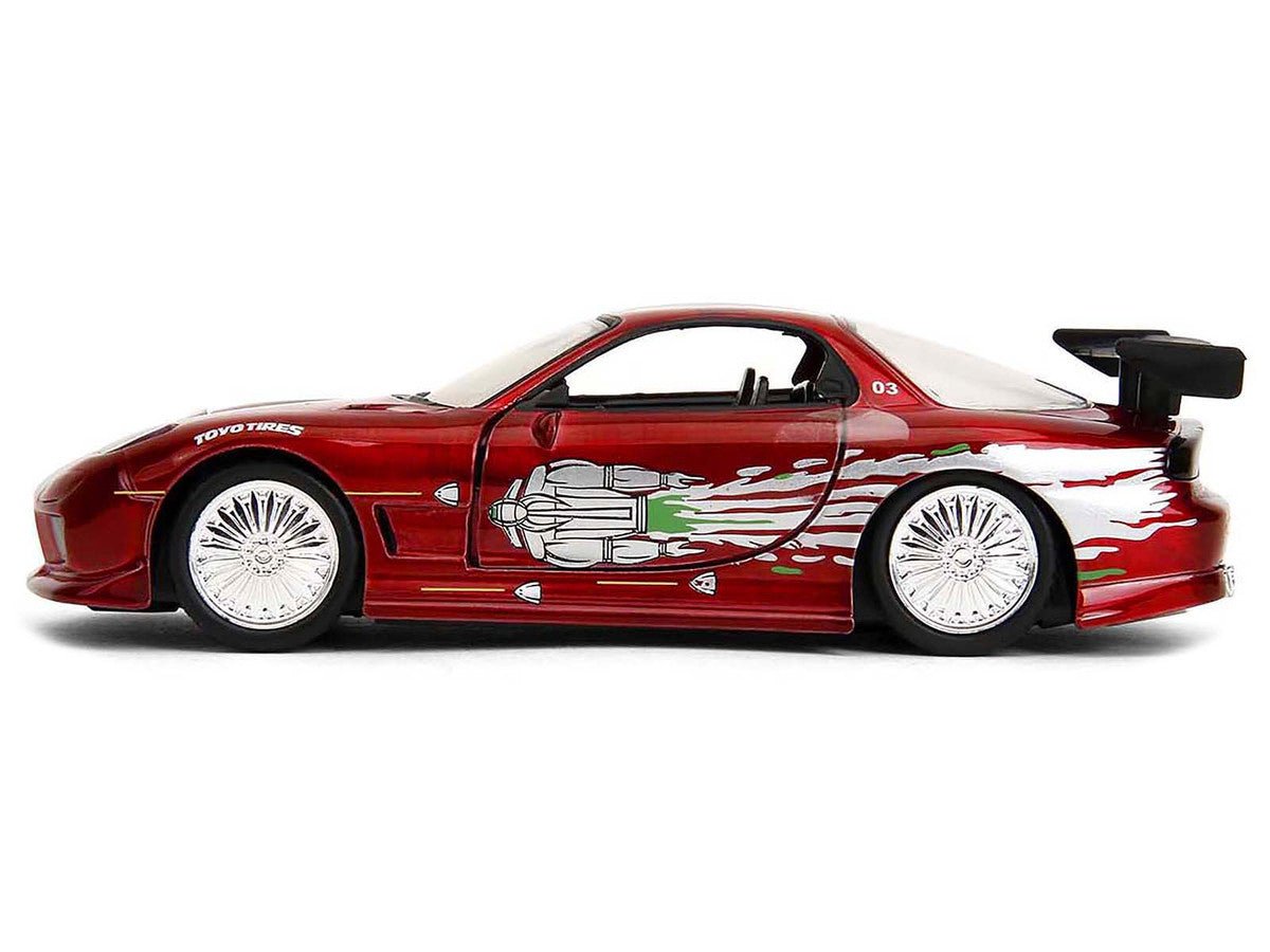 Dom's Mazda RX-7 Candy Red with Graphics "The Fast and the Furious" (2001) Movie "25 Years of Fast & Furious" Series 1/32 Diecast Model Car by Jada-Jada-ModelCars.com